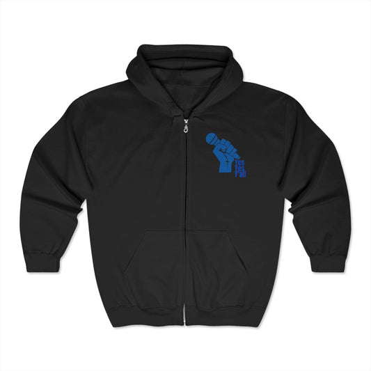 Full Zip Hooded Sweatshirt - Yes Yes Y'all Blue Design