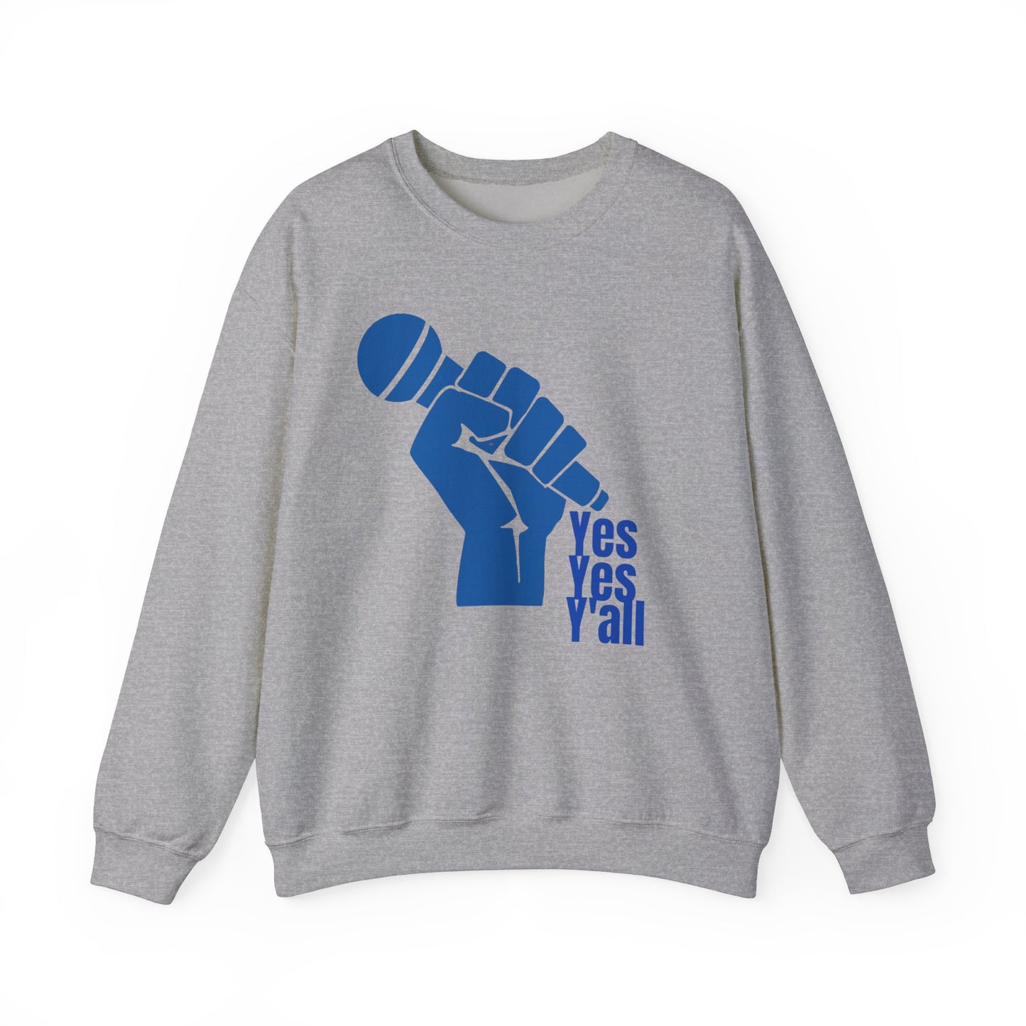 Old School Hip Hop Yes Yes Ya'll Blue Crewneck Sweatshirt