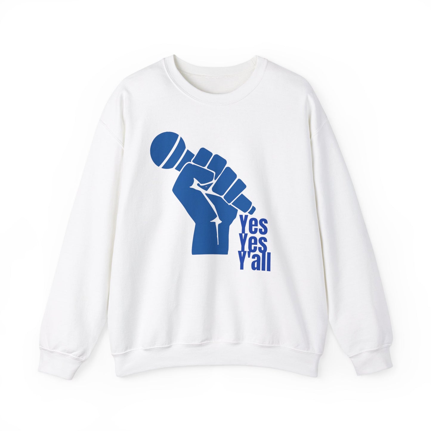 Old School Hip Hop Yes Yes Ya'll Blue Crewneck Sweatshirt